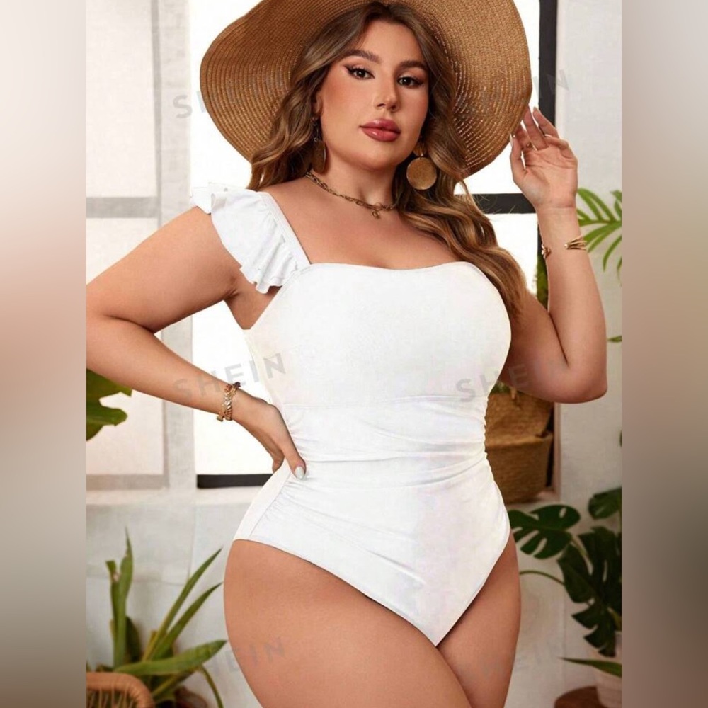 SHEIN- White One Piece Bathing Suit- Size 1X